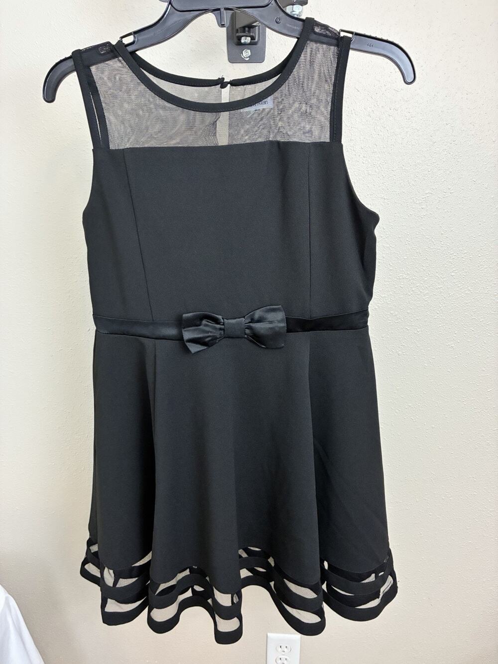 Calvin Klein Illusion Mesh Special Occasion Dress (Big Girls) Black Size 14.5